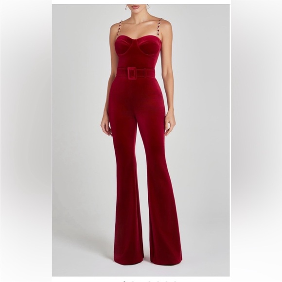 NADINE MERABI Pants - Nadine Merabi Velvet Harley Jumpsuit